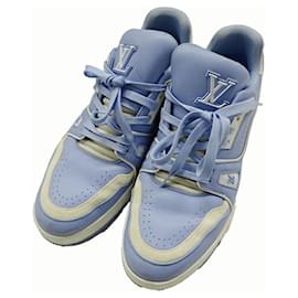 Louis Vuitton-Louis Vuitton Men's Light Blue and White Sneakers-White,Light blue