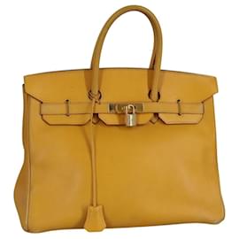 Hermès-HERMES Birkin 35 Hand Bag Leather Yellow Gold Auth bs19278-Golden,Yellow