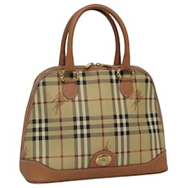 Autre Marque-Burberrys Nova Check Hand Bag PVC Leather Beige Auth 112030-Beige