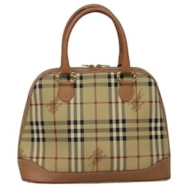 Autre Marque-Burberrys Nova Check Hand Bag PVC Leather Beige Auth 112030-Beige