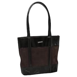 Gucci-GUCCI Tote Bag Suede Leather Brown Auth ti2756-Brown