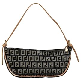 Fendi-FENDI Zucchino Canvas Accessory Pouch Black Auth yk17236-Black