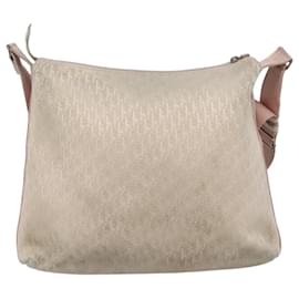 Christian Dior-Christian Dior Trotter Canvas Shoulder Bag Beige Pink Silver Auth mr996-Silvery,Pink,Beige