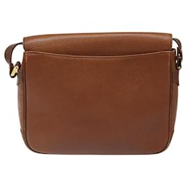 Autre Marque-Burberrys Shoulder Bag Leather Brown gold Auth hk2088-Brown,Golden