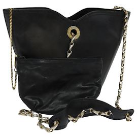 Céline Borsa a spalla CELINE in pelle nera e oro Auth 110823 Nero D'oro