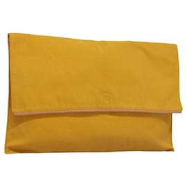 Hermès-HERMES Clutch Bag Canvas Yellow Auth ti2709-Yellow