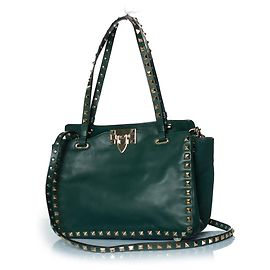 Bolsa de couro Rockstud de Valentino Garavani Verde