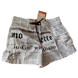 Neuf John Galliano Newspaper Short de bain Underwear  S Blanc