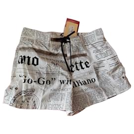 John Galliano-New John Galliano Newspaper Swim Shorts Underwear S-White