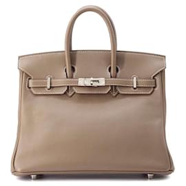 Hermès-Hermes Birkin 25 Etoupe Swift Handbag-Taupe