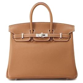 Hermès-Hermes Birkin 25 Gold Togo Handbag-Brown