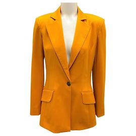 Oscar de la Renta Mustard 2020 One-Button Classic Wool Blazer Yellow