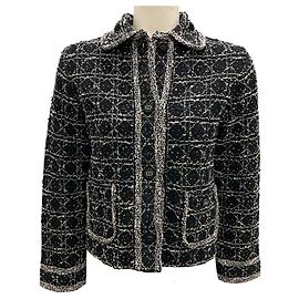 Giacca in tweed tecnico in cotone macrocannage nero / bianco Christian Dior Nero