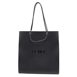 Fendi-Fendi Black Leather Tote Bag-Black