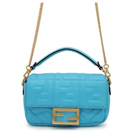 Fendi-Sac à bandoulière Fendi Chain Baguette Small-Bleu clair