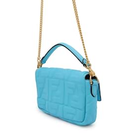 Fendi-Sac à bandoulière Fendi Chain Baguette Small-Bleu clair