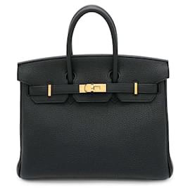 Hermès-Hermes Birkin 25 Black Togo Handbag-Black