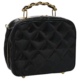 Chanel-CHANEL Matelasse Hand Bag Patent leather Black Gold CC Auth bs21938-Black,Golden