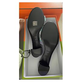 Hermès-Oasis Sandals Mineral Blue Color-Green,Light blue