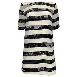 Abito Paesaggio Striato Dries Van Noten in Seta Multicolore Altro Stampa python