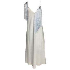 Robe Midi Frangée Ellery en Soie Blanche Blanc