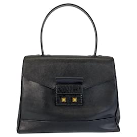 Prada-Prada Leather Crocodile Handbag Shoulder Bag-Black