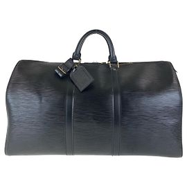 Louis Vuitton Epi Keepall 50 Black Leather Bag Black