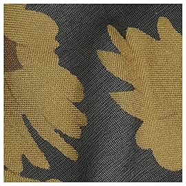 Hermès-Hermes Silk Scarf FLEURS et CARLINES-Golden,Metallic
