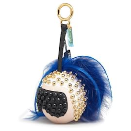 Fendi-Fendi Leather Monster Punkito Bag Charm Keychain-Brown,Beige