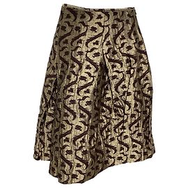 Midirock aus goldfarbenem Brokat-Polyester von Dries Van Noten Golden