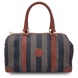 Fendi-Sac à main en tissu vintage Fendi Forever Bauletto-Marron