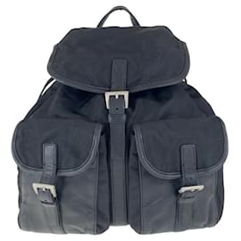 Prada-Prada Nylon Leather Backpack-Black