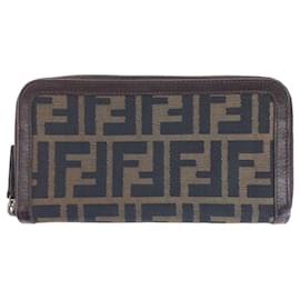 Fendi-Fendi Zucca Canvas Leather Long Wallet-Brown