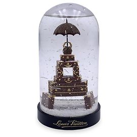 Louis Vuitton Rare Snow Globe Suitcase Eiffel Tower Home Decor Brown