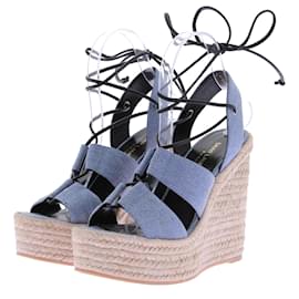 Saint Laurent-SAINT LAURENT Sandals T.EU 37 Cloth-Blue
