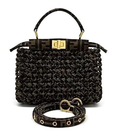 Fendi-Fendi Intrecciato Peekaboo Mini-Marron
