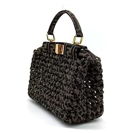 Fendi-Fendi Intrecciato Peekaboo Mini -Brown