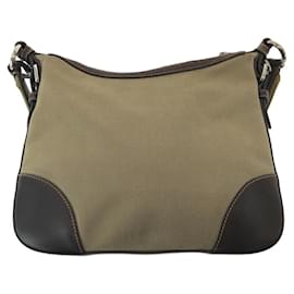 Prada-Prada Logo Jacquard Canvas Shoulder Bag-Brown