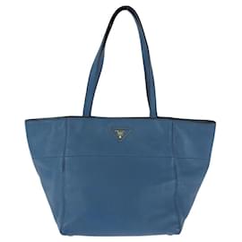 Prada-Prada Vitello Daino Leather Tote Bag-Blue