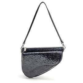 Sac Boxy Saddle en cuir verni Christian Dior Gris