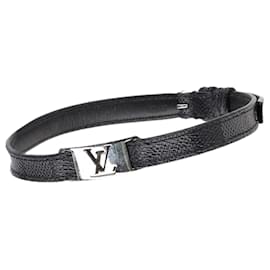 Louis Vuitton-Louis Vuitton Damier Graphite Sign It Bracelet in Black Leather-Black