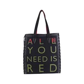 Christian Louboutin-Sac fourre-tout en toile Christian Louboutin-Noir,Rouge