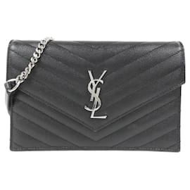 Yves Saint Laurent-Yves Saint Laurent Cassandra Chain Wallet-Black