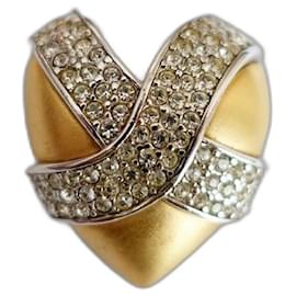Givenchy-Givenchy Designer Heart Brooch 1980 Vintage-Golden
