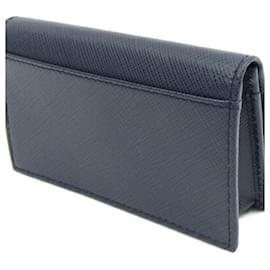 Prada-Prada Navy Leather Business Card Case-Navy blue