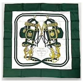 Hermès-Hermès Brides de Gala Green Silk Scarf 90-Dark grey