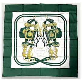 Hermès-Hermès Brides de Gala Green Silk Scarf 90-Dark grey