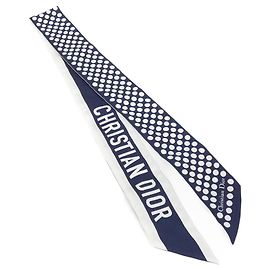 Lenço de seda Christian Dior Branco Azul marinho