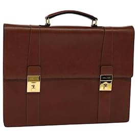 Céline-CELINE Business Bag Leather Brown Auth PP166-Brown