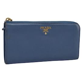 Prada-PRADA Long Wallet Leather Blue Auth 104466-Blue